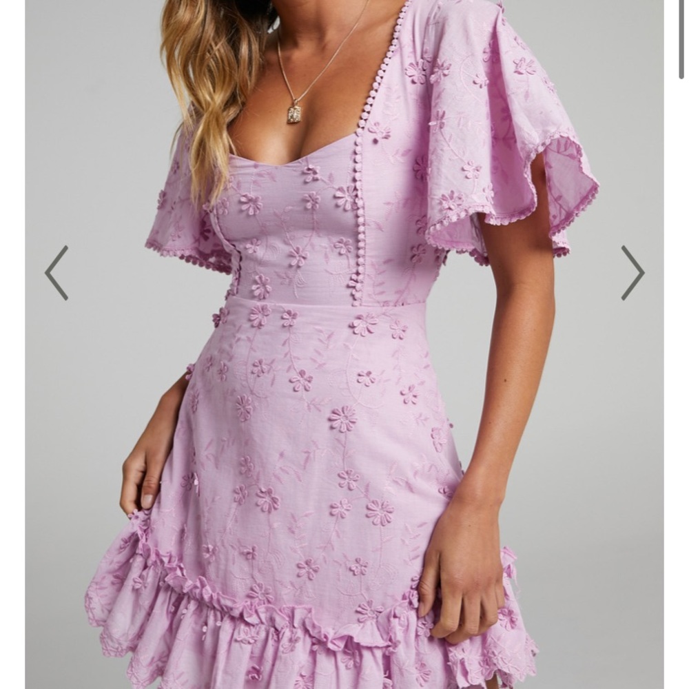 FANCY A SPRITZ SQUARE NECK MINI DRESS IN LILAC size 4